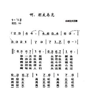 啊朋友再见_歌曲简谱_词曲:南斯拉夫民歌