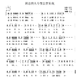 思念的人今夜会梦见我_通俗唱法乐谱_词曲:于洪 于洪