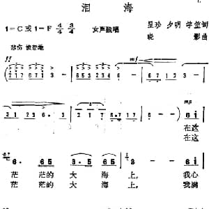 泪海 _美声唱法乐谱_词曲:显珍 夕明 竽笙 晓影