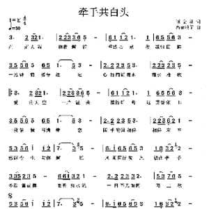 牵手共白头_歌曲简谱_词曲:谢金桃 高音敏子