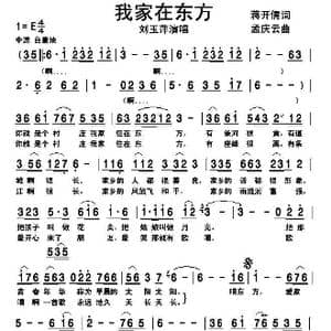 我家在东方_歌谱投稿_词曲:蒋开儒 孟庆云