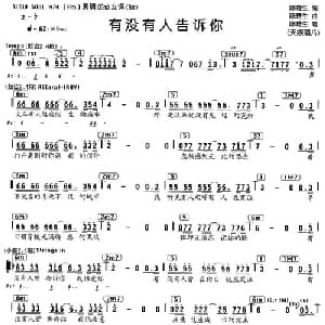 有没有人告诉你_通俗唱法乐谱_词曲:陈楚生 陈楚生