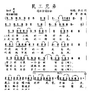 民工兄弟_通俗唱法乐谱_词曲:李川 曹贤邦