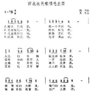 西北农民歌唱毛主席_民歌简谱_词曲:魏风 贵彬