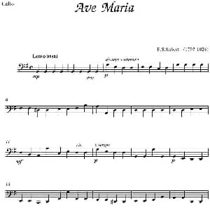 Ave Maria 大提琴分谱 E.Schubert作曲版 E.Schubert