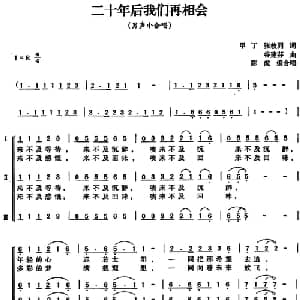 二十年后我们再相会_合唱歌谱_词曲:甲丁 张枚同 谷建芬曲 陈虎编合唱