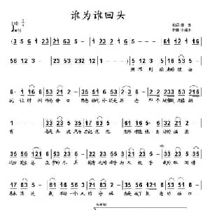 谁为谁回头_通俗唱法乐谱_词曲:秦岛 李建东