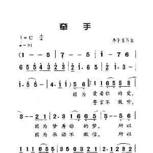 牵手_歌曲简谱_词曲:李子恒 李子恒