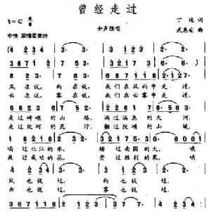 曾经走过_民歌简谱_词曲:丁纯 武惠安