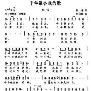 千年银杏我的歌_民歌简谱_词曲:张海 朱向阳