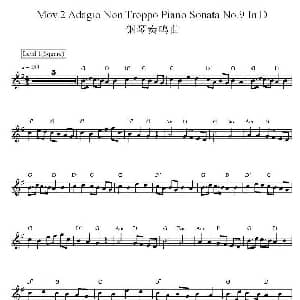 电子琴谱 | Mov.2 Adagio Non Troppo Piano Sonata No.9 IN D 钢琴奏鸣曲9号