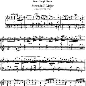 海顿 钢琴奏鸣曲 Hob XVI 9 Divertimento F major 钢琴谱 海顿