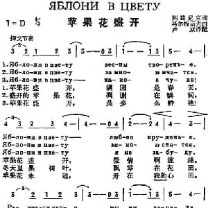 苹果花盛开 前苏联 _外国歌谱_词曲:列兹尼克作词 卢双译配 马尔特诺夫