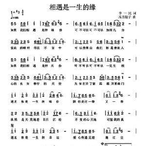 相遇是一生的缘_歌曲简谱_词曲:李一民 高音敏子