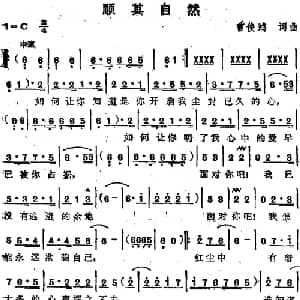 苏芮演唱金曲 顺其自然_通俗唱法乐谱_词曲:曹俊鸿 曹俊鸿