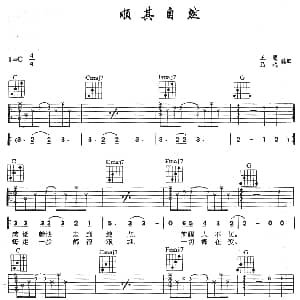 顺其自然 吉他谱 田震 王鹰 马鸿