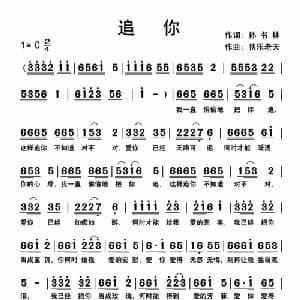 追你_通俗唱法乐谱_词曲:孙书林 快乐老天