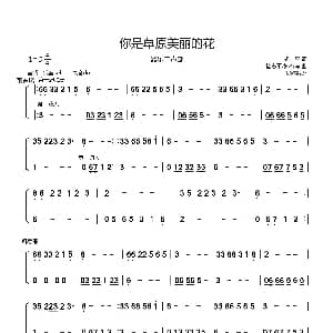 你是草原美丽的花 器乐二声部旋律简谱 杨志平 杨志平 郑石萍