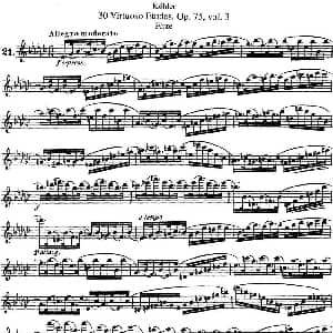 长笛曲谱 | 柯勒30首高级长笛练习曲作品75号 NO.21 Kohler 柯勒