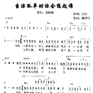 当你孤单时你会想起谁_通俗唱法乐谱_词曲:莎莎 施盈伟