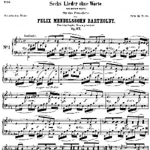 门德尔松无词歌Op.67 钢琴谱 门德尔松