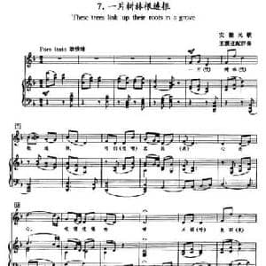 一片树林根连根_民歌简谱_词曲: 安徽民歌 王震亚配伴奏