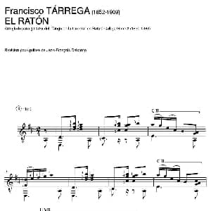 EL RATON Arreglado para guitarra del"Tango de la Cadera" de Rafael Calleja Gomez 吉他谱 弗朗西斯科 泰雷加 Francisco Tarrega 1852 1909