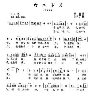 打工岁月_通俗唱法乐谱_词曲:李勇 乐汉宁