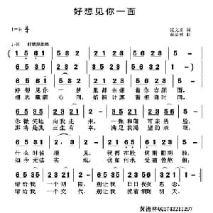 好想见你一面_通俗唱法乐谱_词曲:汤文来 黄清林