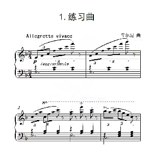 第五级B组 练习曲 钢琴谱 车尔尼