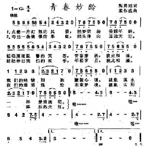 青春妙龄_通俗唱法乐谱_词曲:甄勇刚 裴作成