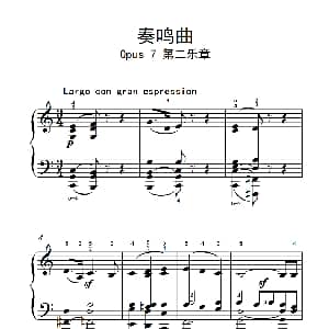 奏鸣曲 Opus 7 第二乐章 钢琴谱 贝多芬