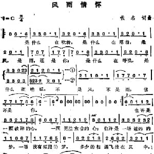 苏芮演唱金曲 风雨情怀_通俗唱法乐谱_词曲:佚名 佚名