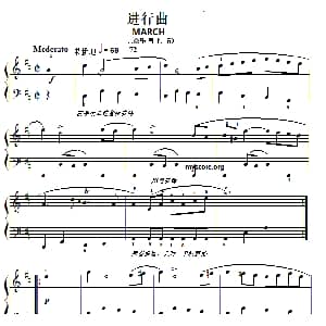 巴赫初级钢琴曲之十三 进行曲 钢琴谱