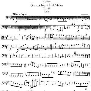 小提琴谱 | Mozart Quartet No.9 in A Major,K.169 Cello分谱