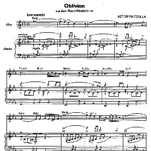 Oblivion 遗忘 双簧管 钢琴伴奏 皮亚佐拉