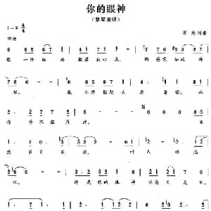 你的眼神_通俗唱法乐谱_词曲:苏来 苏来
