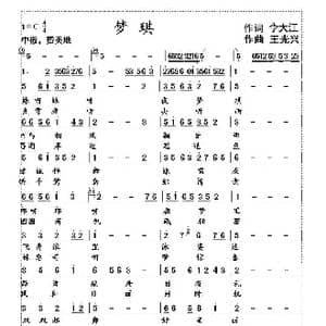 梦琪_歌曲简谱_词曲:李大江 王光兴 周志军编曲