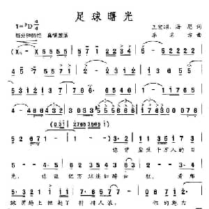 足球曙光_通俗唱法乐谱_词曲:王宏昭 海思 李名方