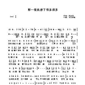 那一夜我想了很多很多_歌曲简谱_词曲:关丽群 快乐好歌