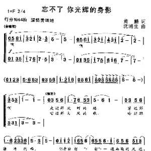 忘不了你光辉的身影_歌曲简谱_词曲:黄鹏 沈浦生
