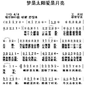 梦是太阳爱是月亮_通俗唱法乐谱_词曲:王英 黎荣军