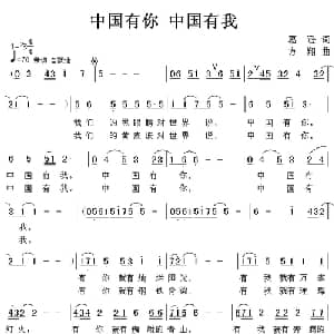 中国有你 中国有我_通俗唱法乐谱_词曲:葛逊 方翔