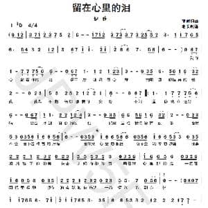 留在心里的泪_歌曲简谱_词曲:亚郞 亚郎