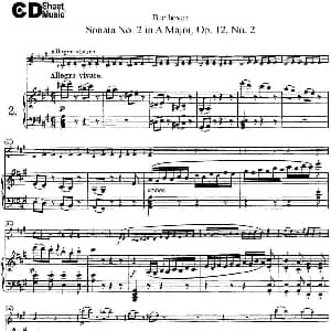 小提琴谱 | Violin Sonata No.2 in A Major Op.12 No.2 小提琴 钢琴伴奏