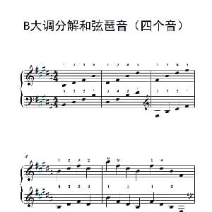 B大调分解和弦琶音 钢琴谱