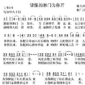 傈僳的山寨为你开_民歌简谱_词曲:姚玉凤 赖广昌