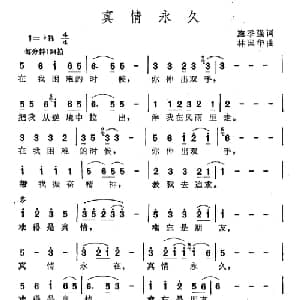 真情永久_通俗唱法乐谱_词曲:施季强 林国华