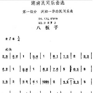 八板子 湖南民间乐曲选 洪滔 贾古记谱