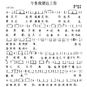 今生我要追上你 _通俗唱法乐谱_词曲:唐金城 贾铭